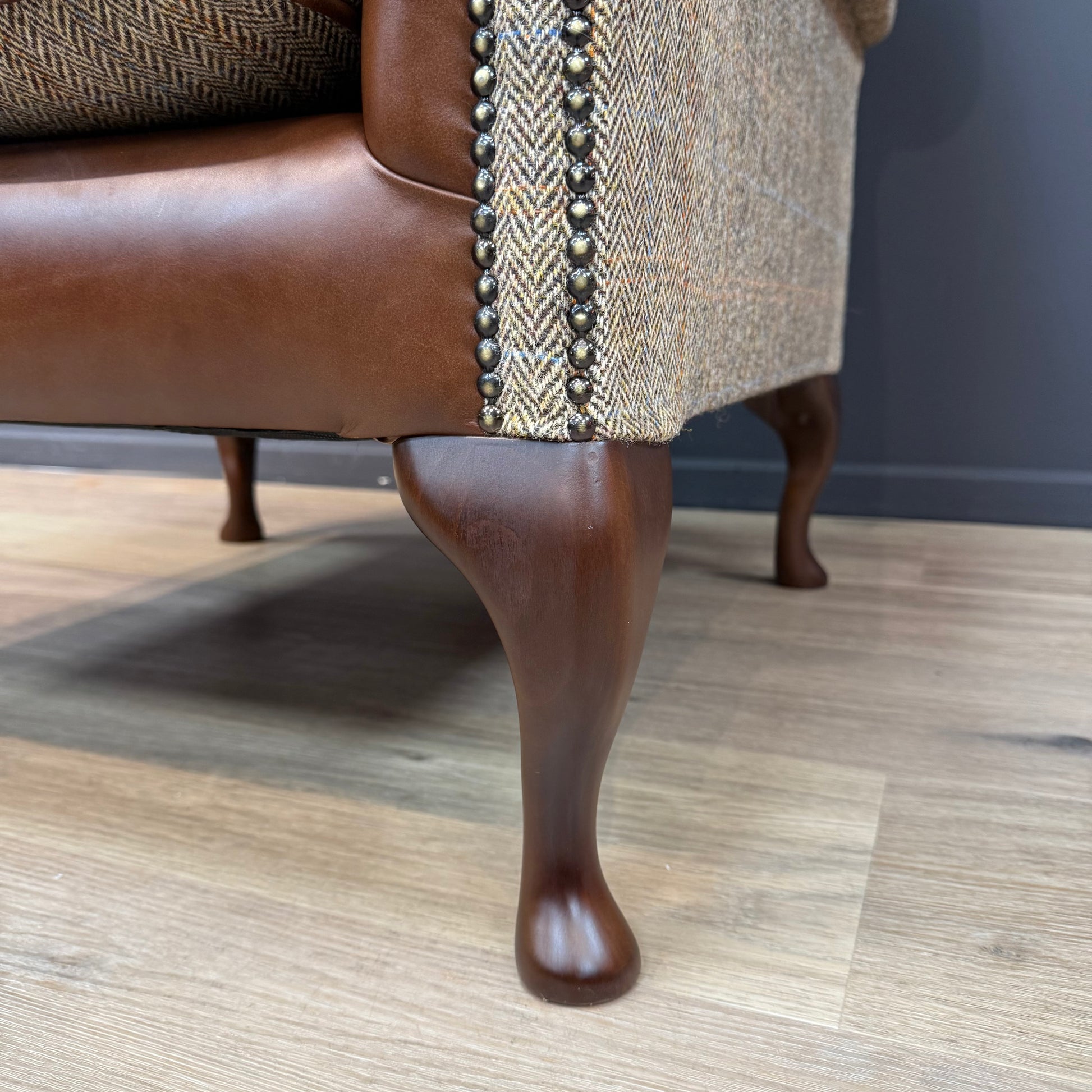 Harris Tweed And Leather Armchair Toby | Rydan Interiors