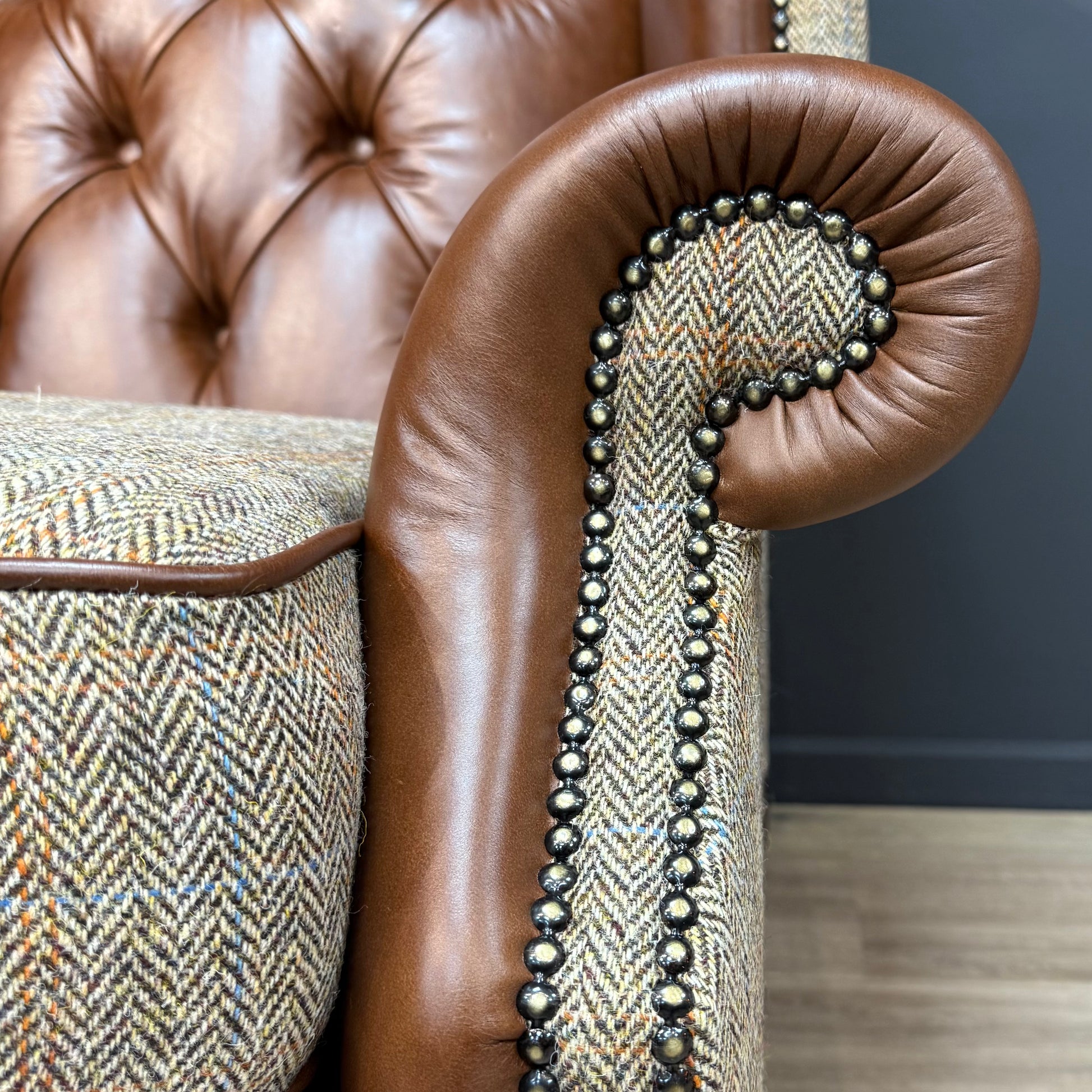 Harris Tweed And Leather Armchair Toby | Rydan Interiors