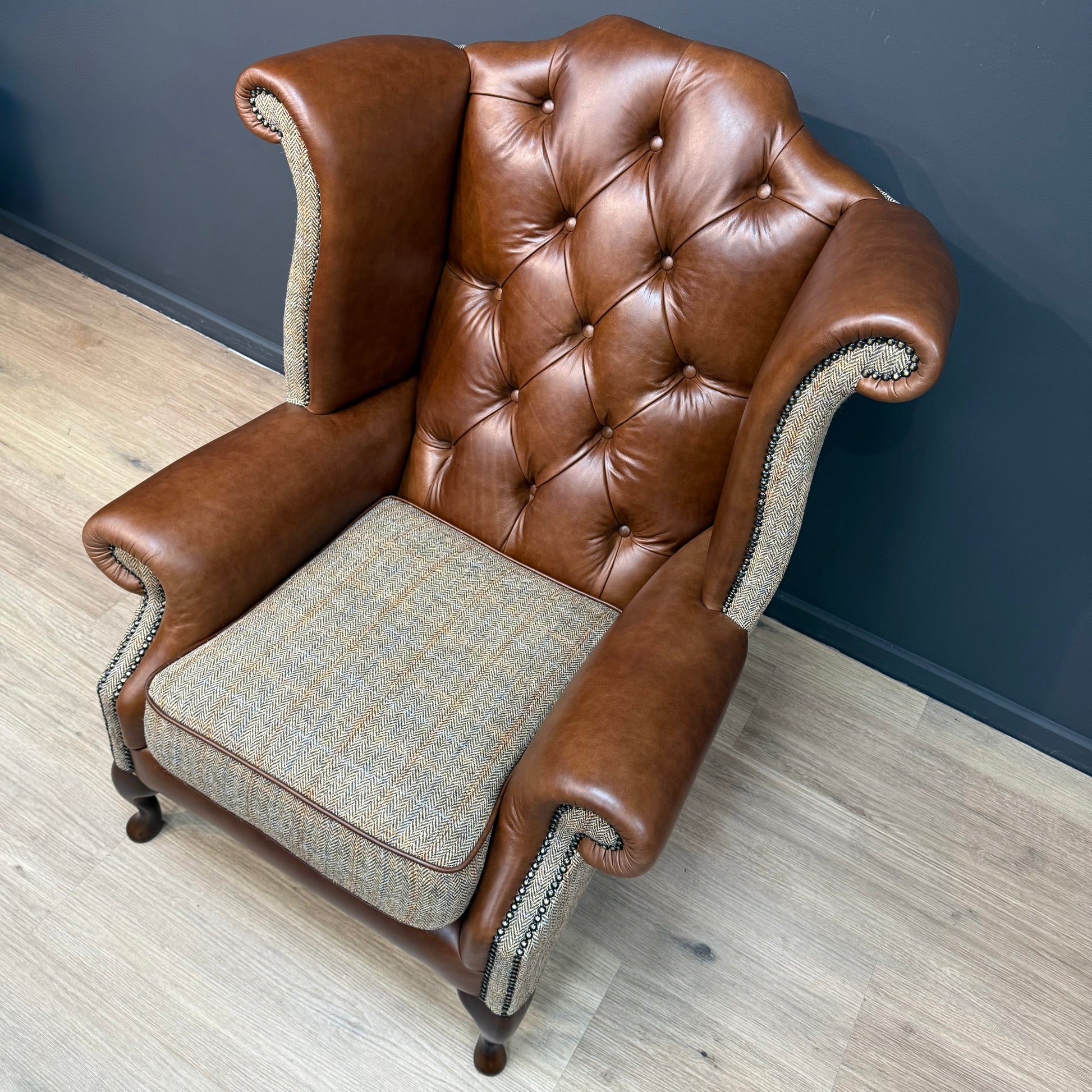 Harris Tweed And Leather Armchair Toby | Rydan Interiors