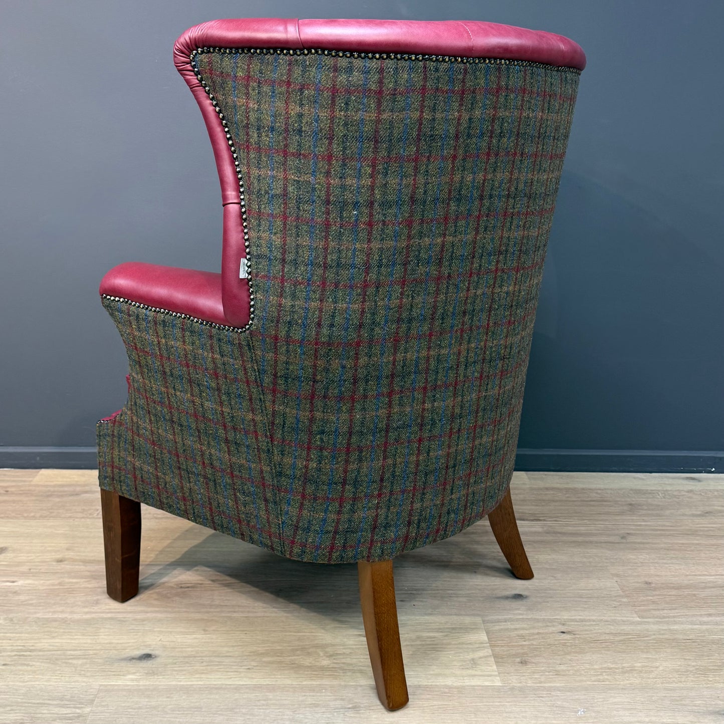 William | Harris Tweed And Leather Armchair