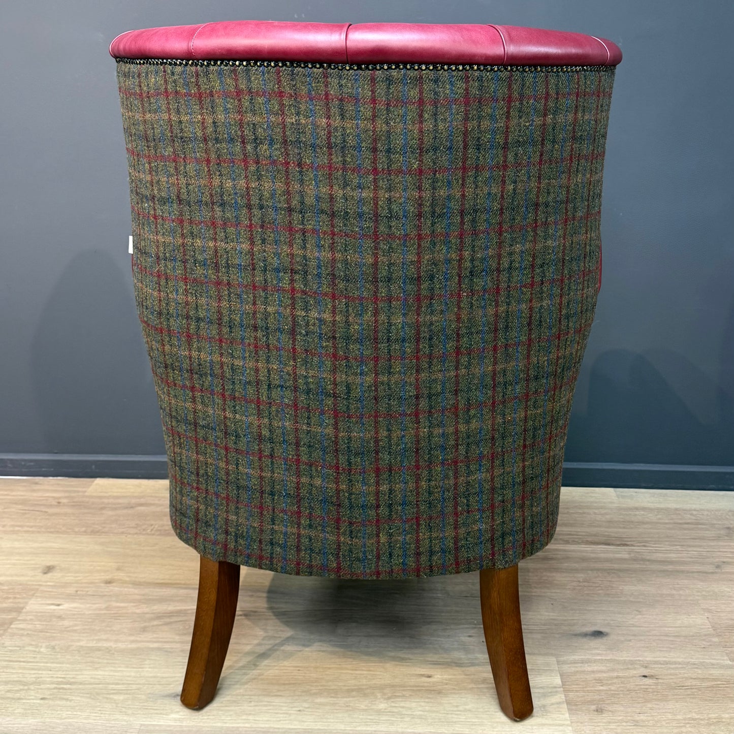 William | Harris Tweed And Leather Armchair