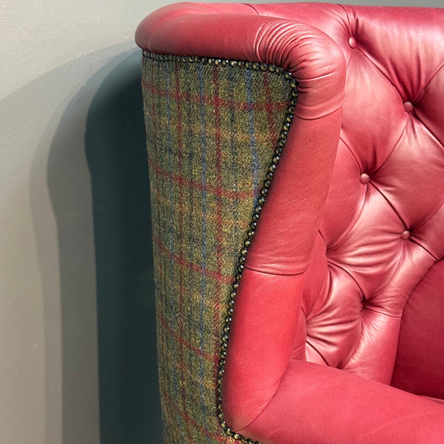 William | Harris Tweed And Leather Armchair