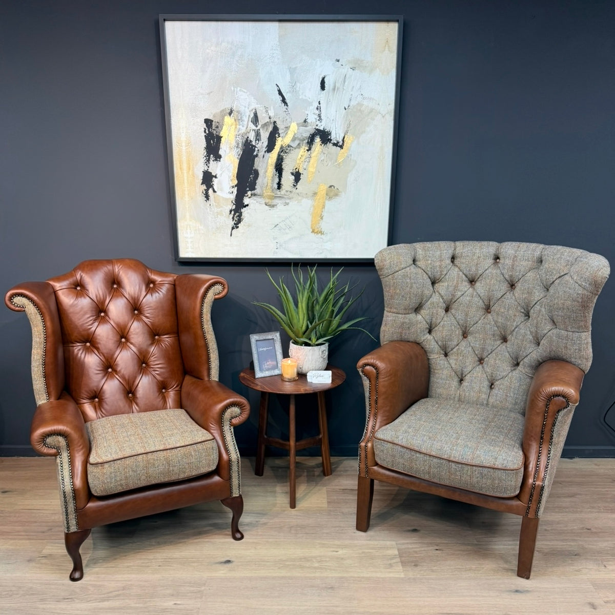 Harris Tweed And Leather Armchair Toby | Rydan Interiors