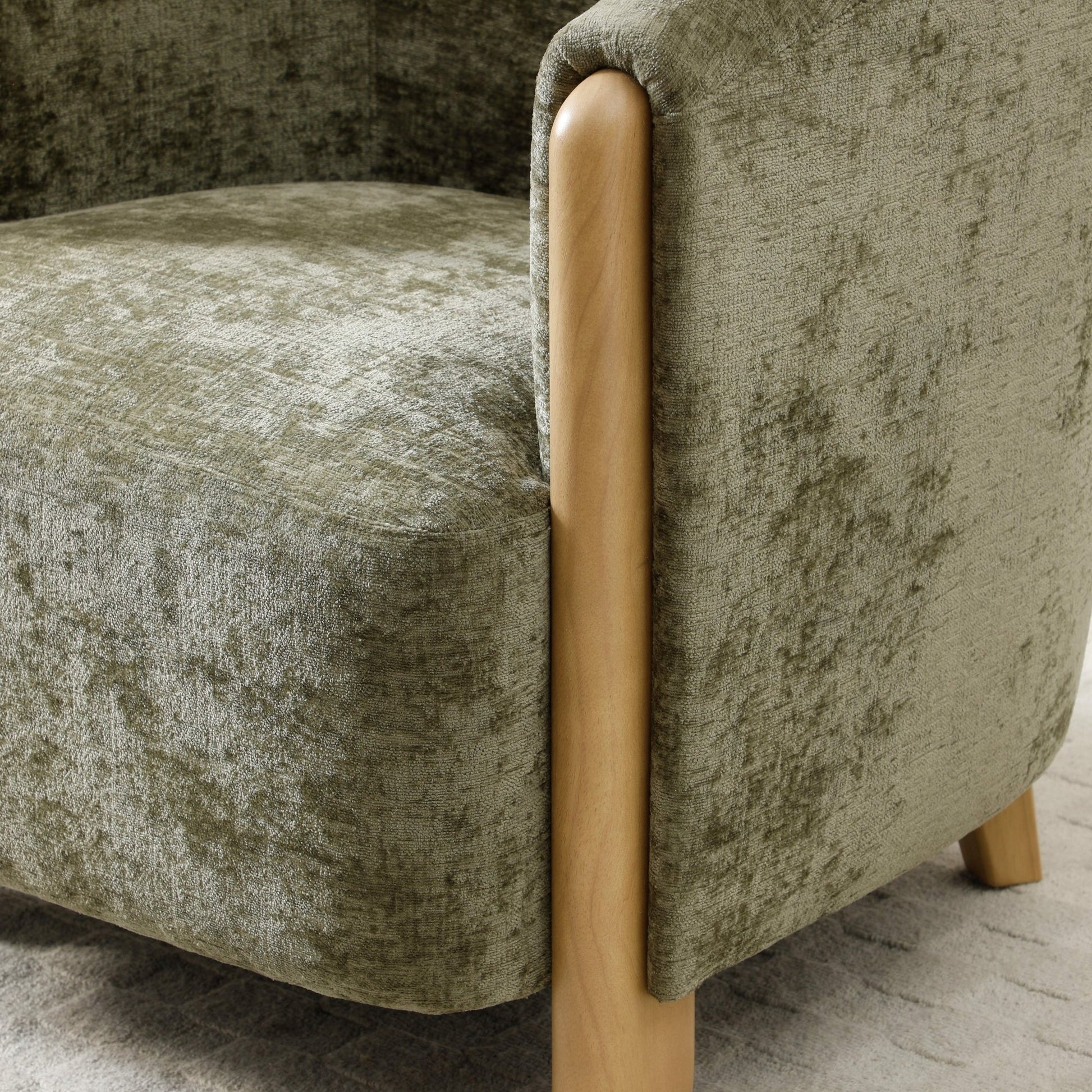 Jules Accent Chair | Distressed Olive Chenille - Rydan Interiors