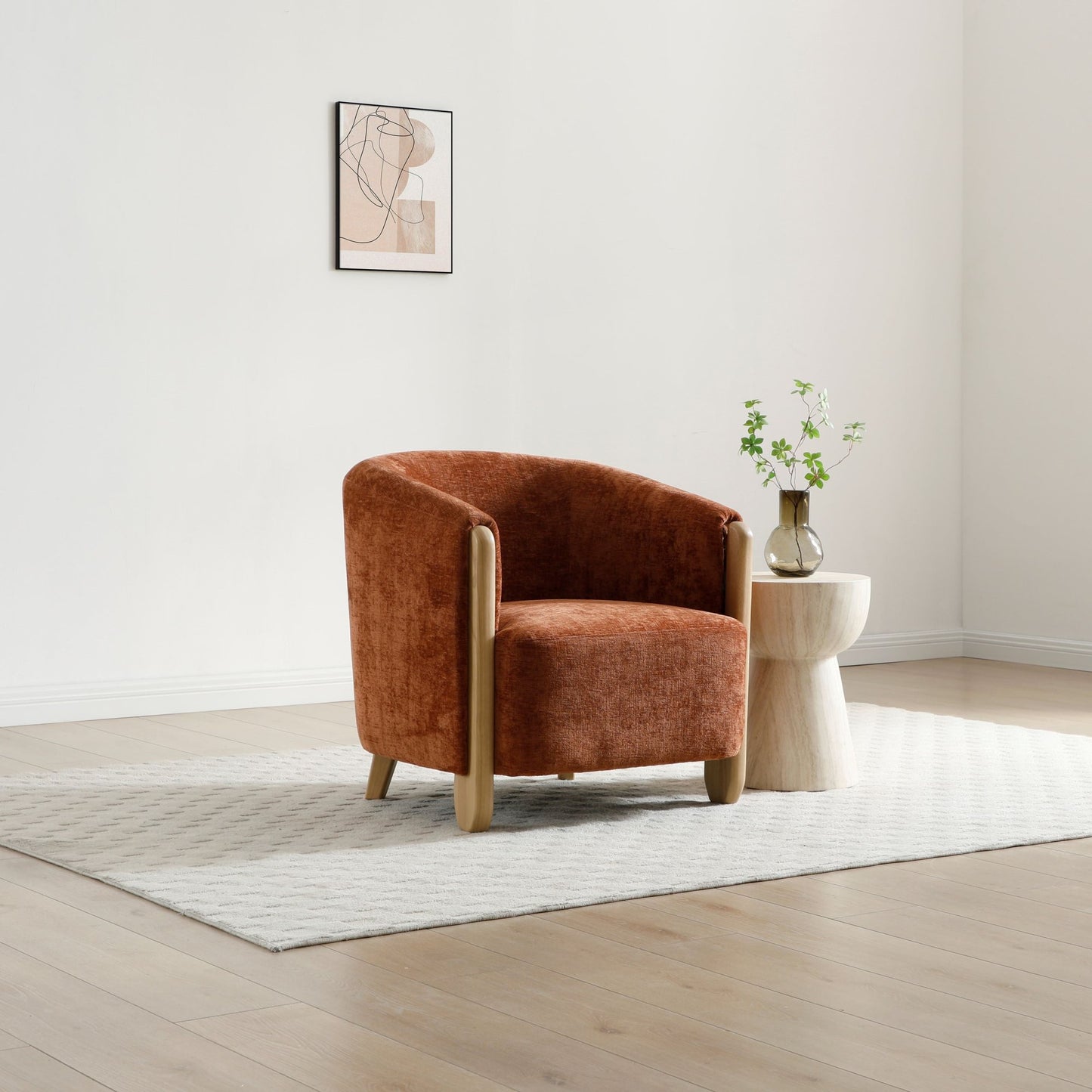 Jules Accent Chair | Distressed Terracotta Chenille - Rydan Interiors
