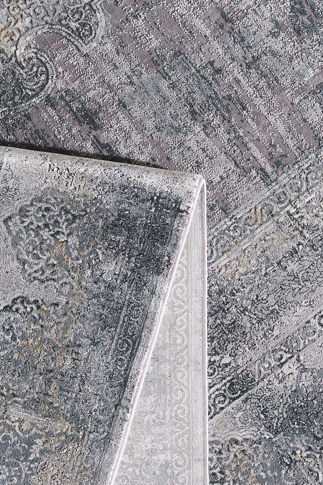 Toros Medallion Luxury Rug | Frost Grey Overdyed