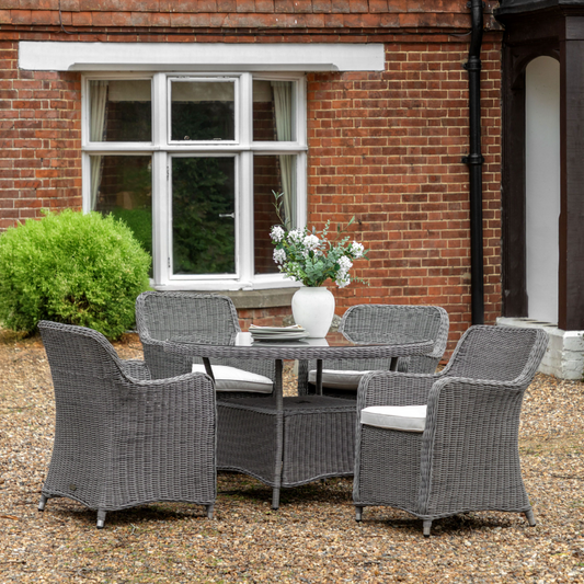 Ascot 4 Seat Outdoor Dining Set with Glass Table – Salt Spray