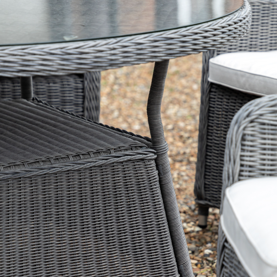 Ascot 4 Seat Outdoor Dining Set with Glass Table – Salt Spray