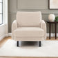 Islington contemporary armchair in Verona Ghost fabric with tapered arms and slim metal legs
