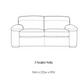 Black and white line drawing of a 3 seater sofa with text below reading '3 Seater Sofa' and dimensions '94h x 212w x 97d'.