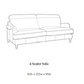 Black and white line drawing of a 4-seater sofa with text below reading '4 Seater Sofa' and dimensions '94h x 212w x 95d'.