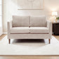 Henley fabric sofa in Natural with deep cushions, tapered arms and turned wooden legs