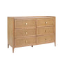 Natural Mindi Wood Rattan 6 Drawer Wide Chest