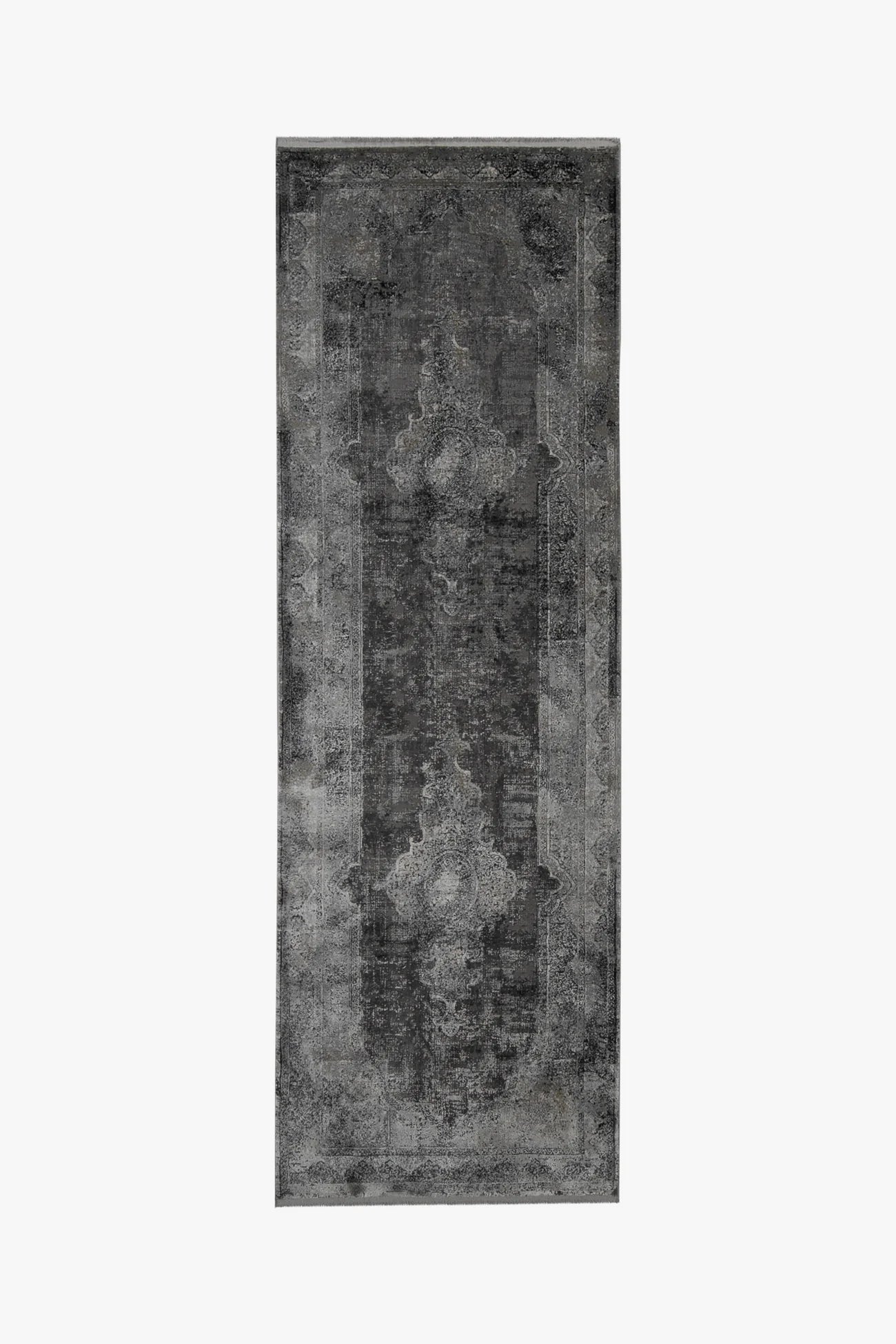 Toros Medallion Luxury Rug | Frost Grey Overdyed