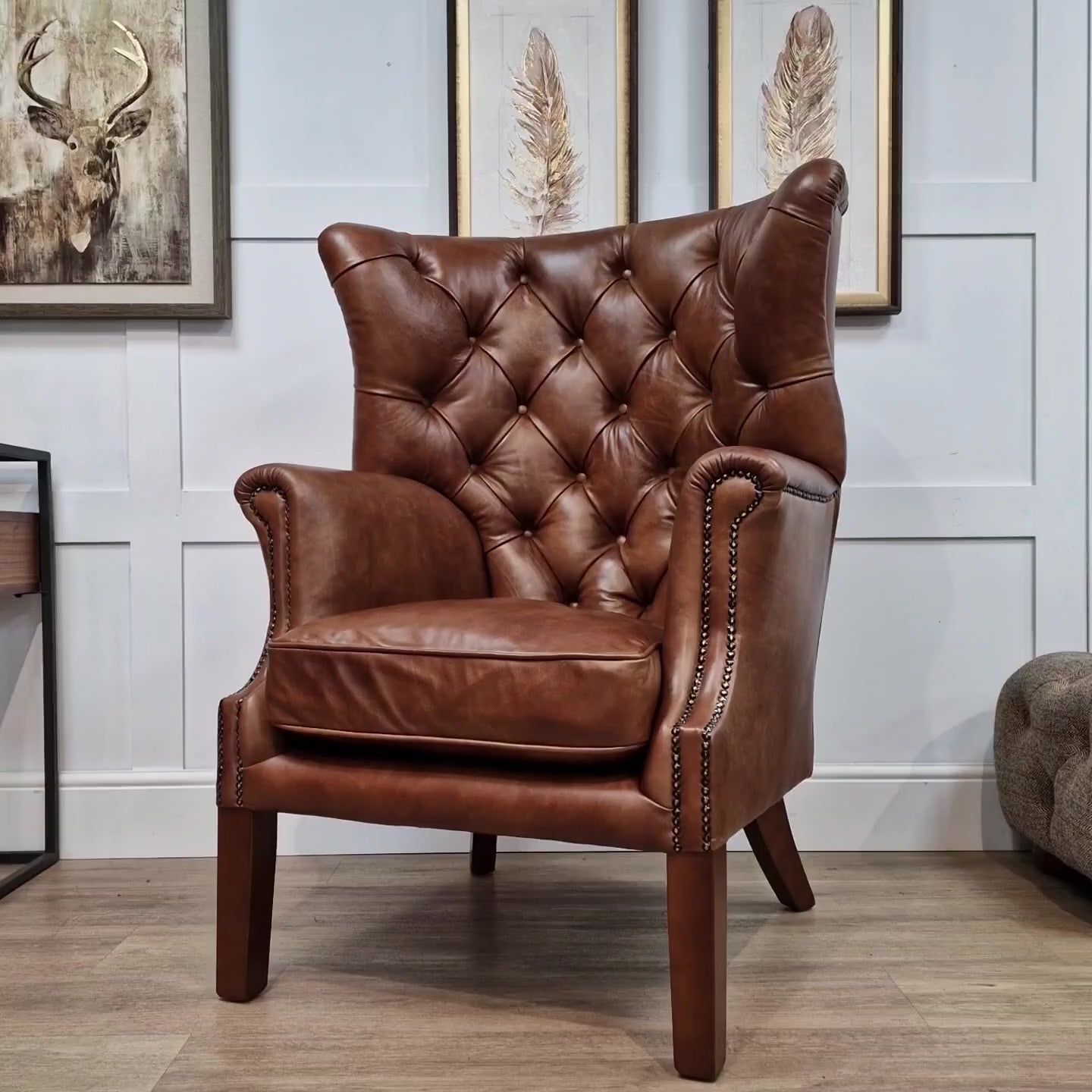 Bernard Leather Wingback Armchair Multiple Options Rydan Interiors