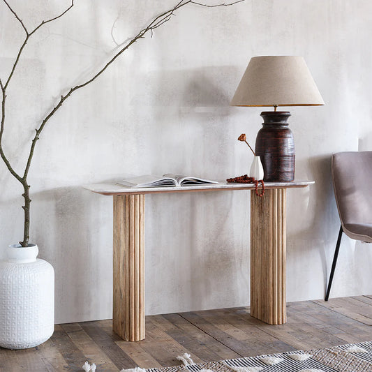 Mango Wood Reed Console Table