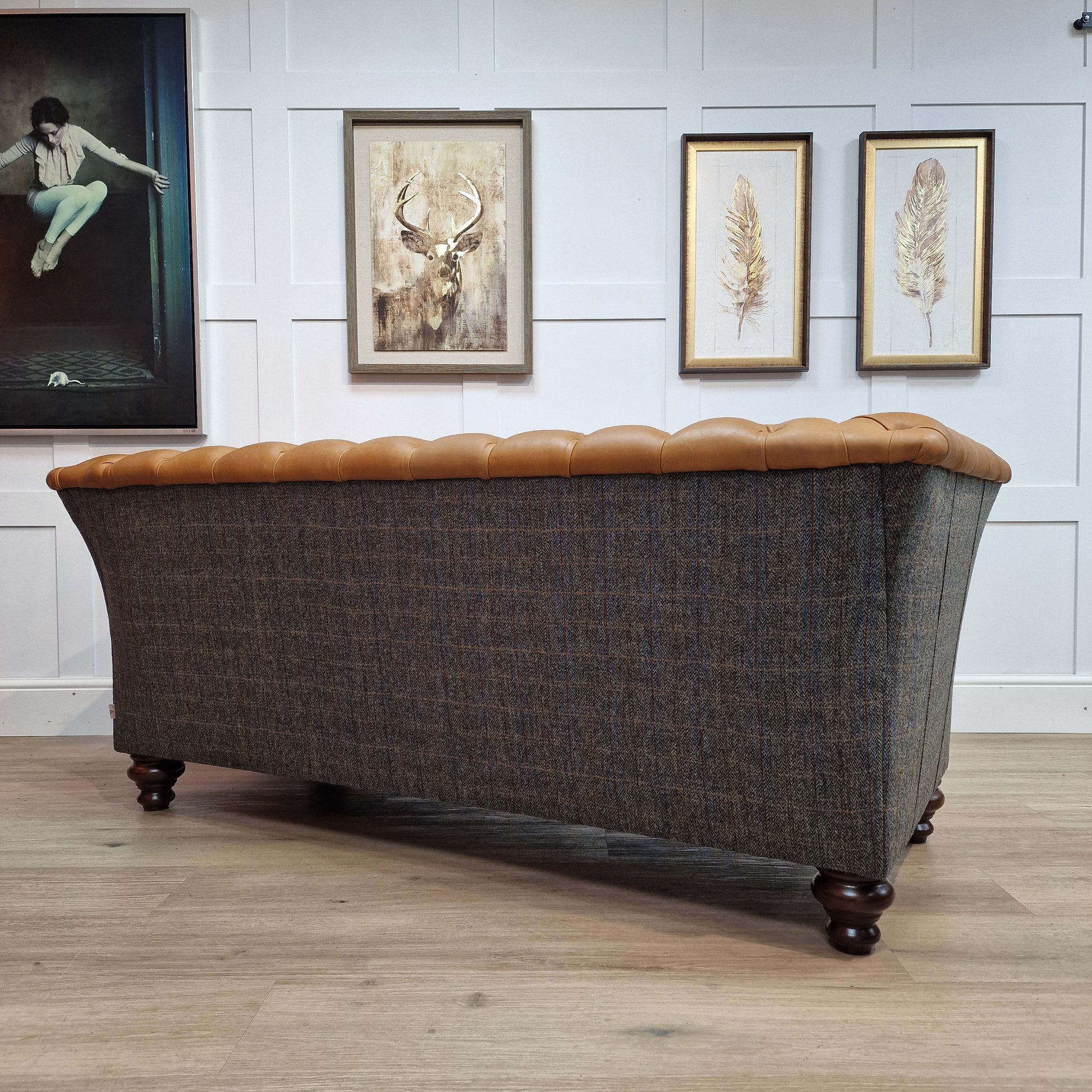 Harris Tweed And Leather Chesterfield | Uist - Rydan Interiors