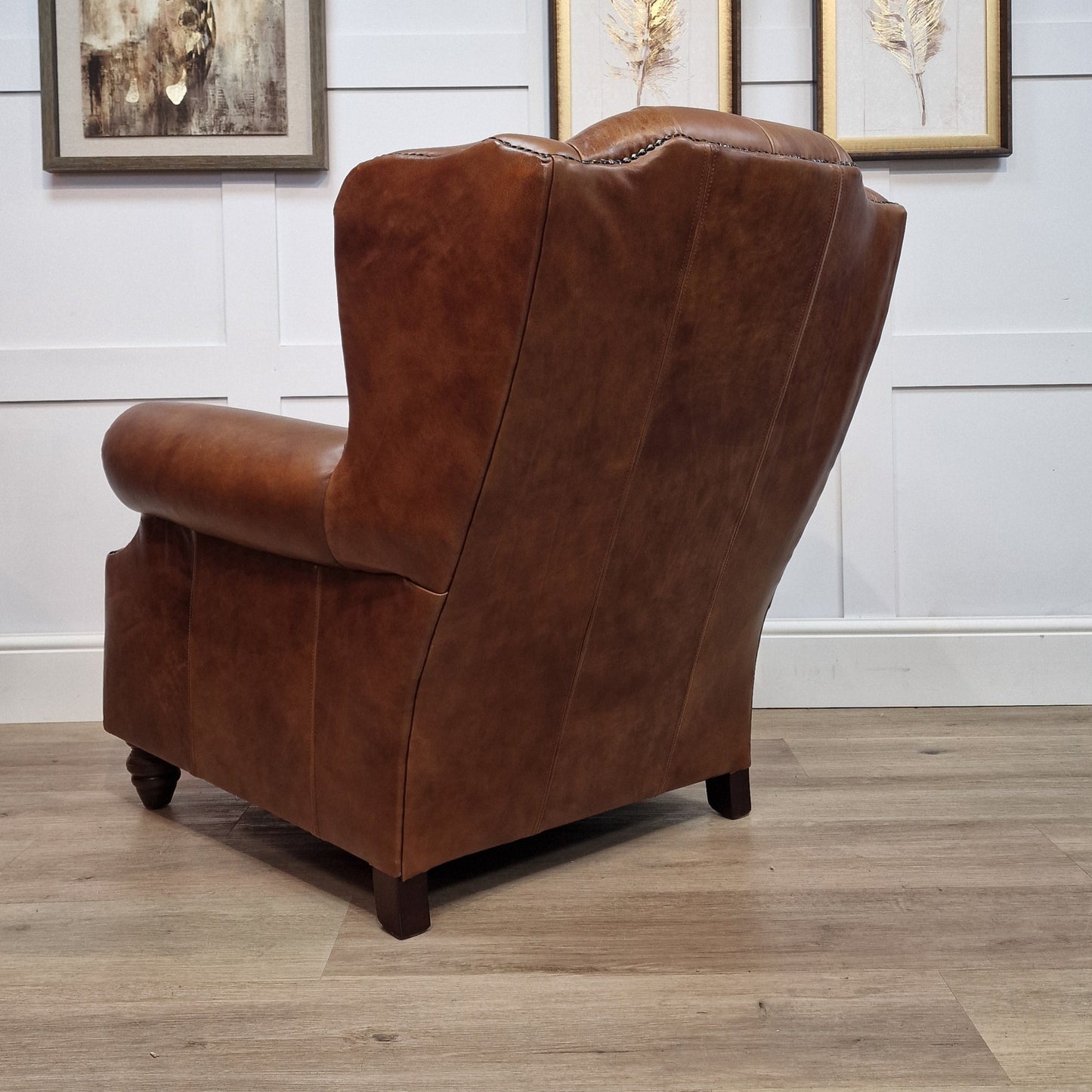 Legacy Whiskey Leather Oskar Wingback Armchair - Rydan Interiors