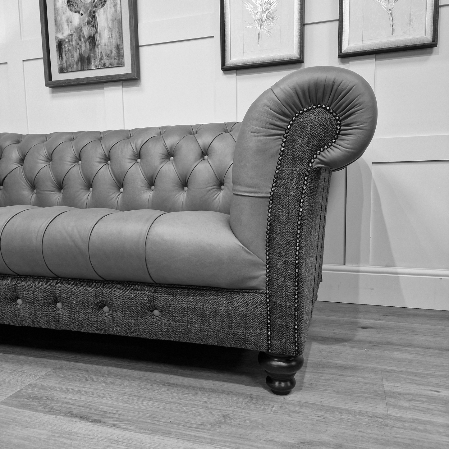 Bespoke Harris Tweed And Leather Sofa  | Model 4 - Rydan Interiors