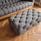 Medium Harris Tweed Footstool Grey and Blue Herringbone | Bernie - Rydan Interiors