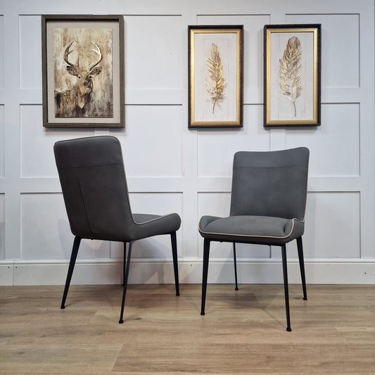 Rebecca Dining Chair Grey PU Leather (2 Pack) - Rydan Interiors