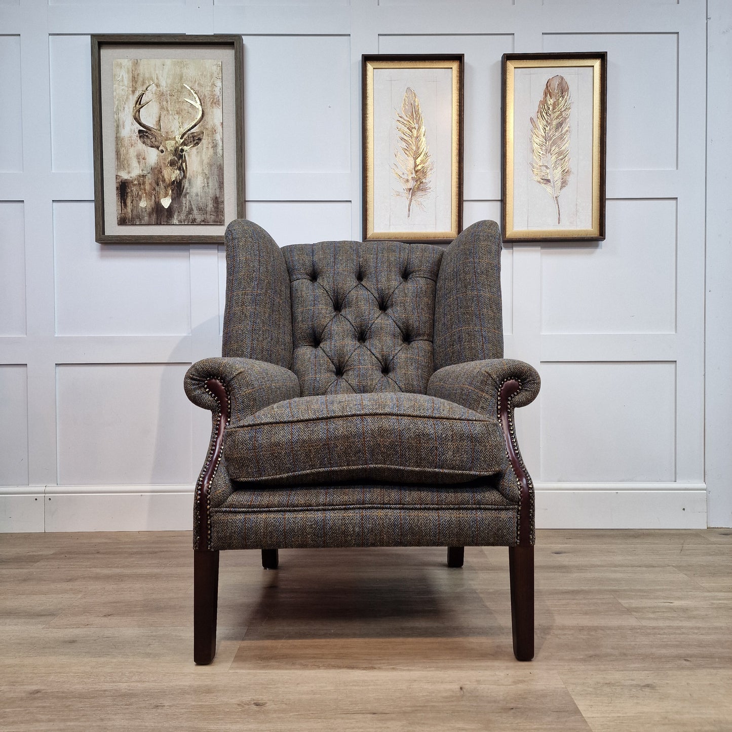 Harris Tweed And Leather Armchair | Fergus