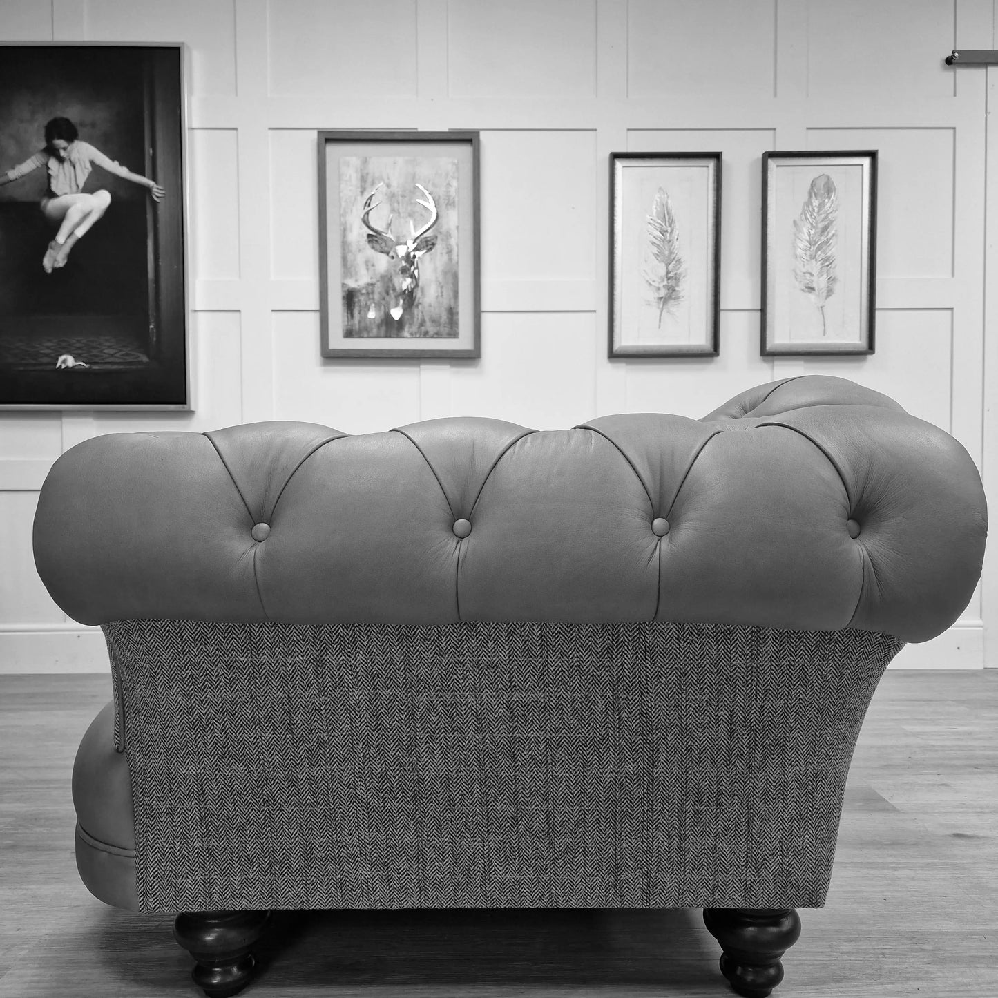 Bespoke Harris Tweed and Leather Oskar Chesterfield | Model 2 - Rydan Interiors