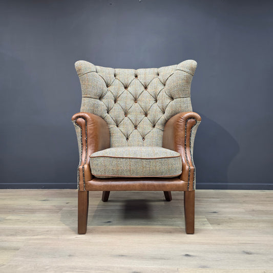 Toby | Harris Tweed And Leather Armchair - Rydan Interiors