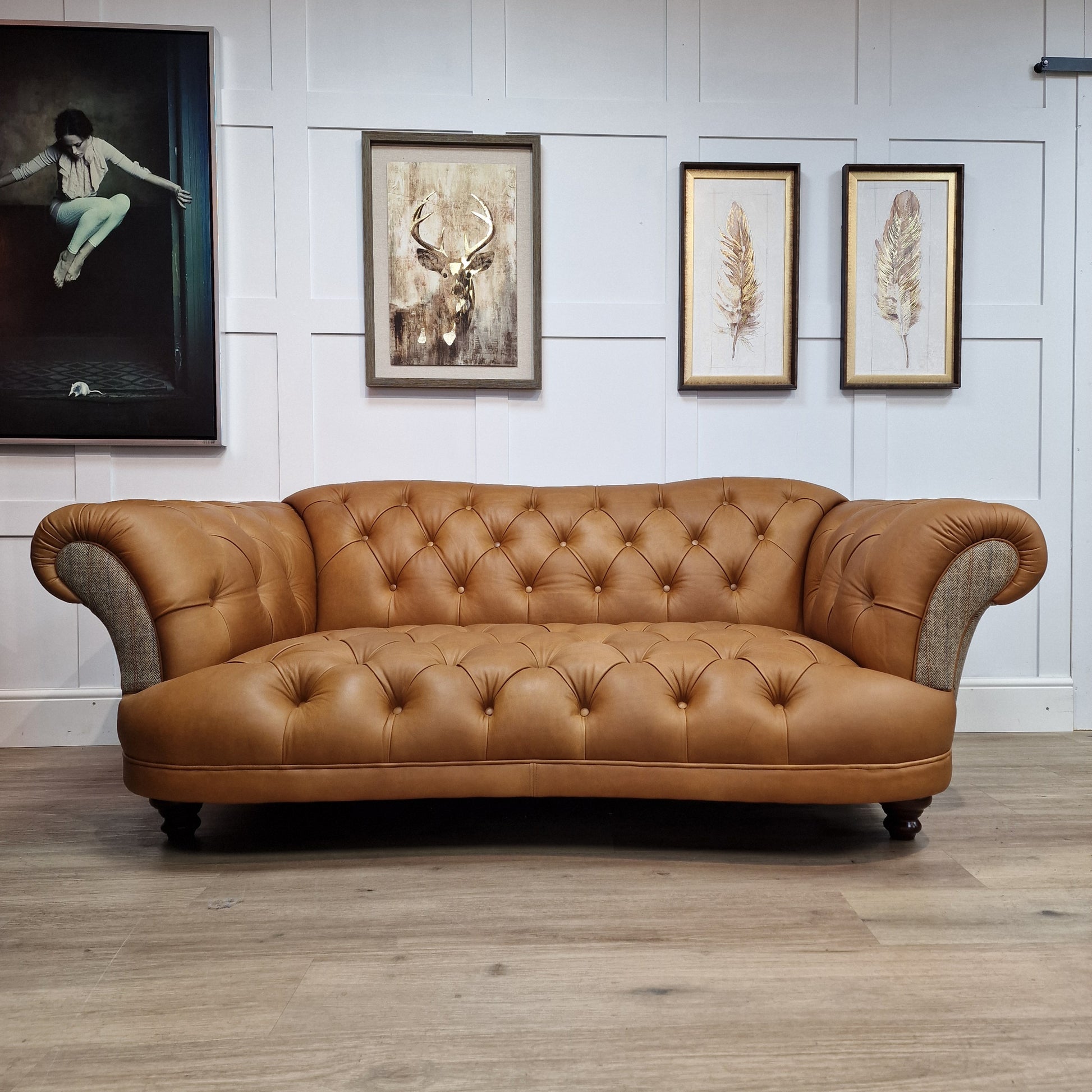 Harris Tweed and Leather Oskar Chesterfield - Rydan Interiors