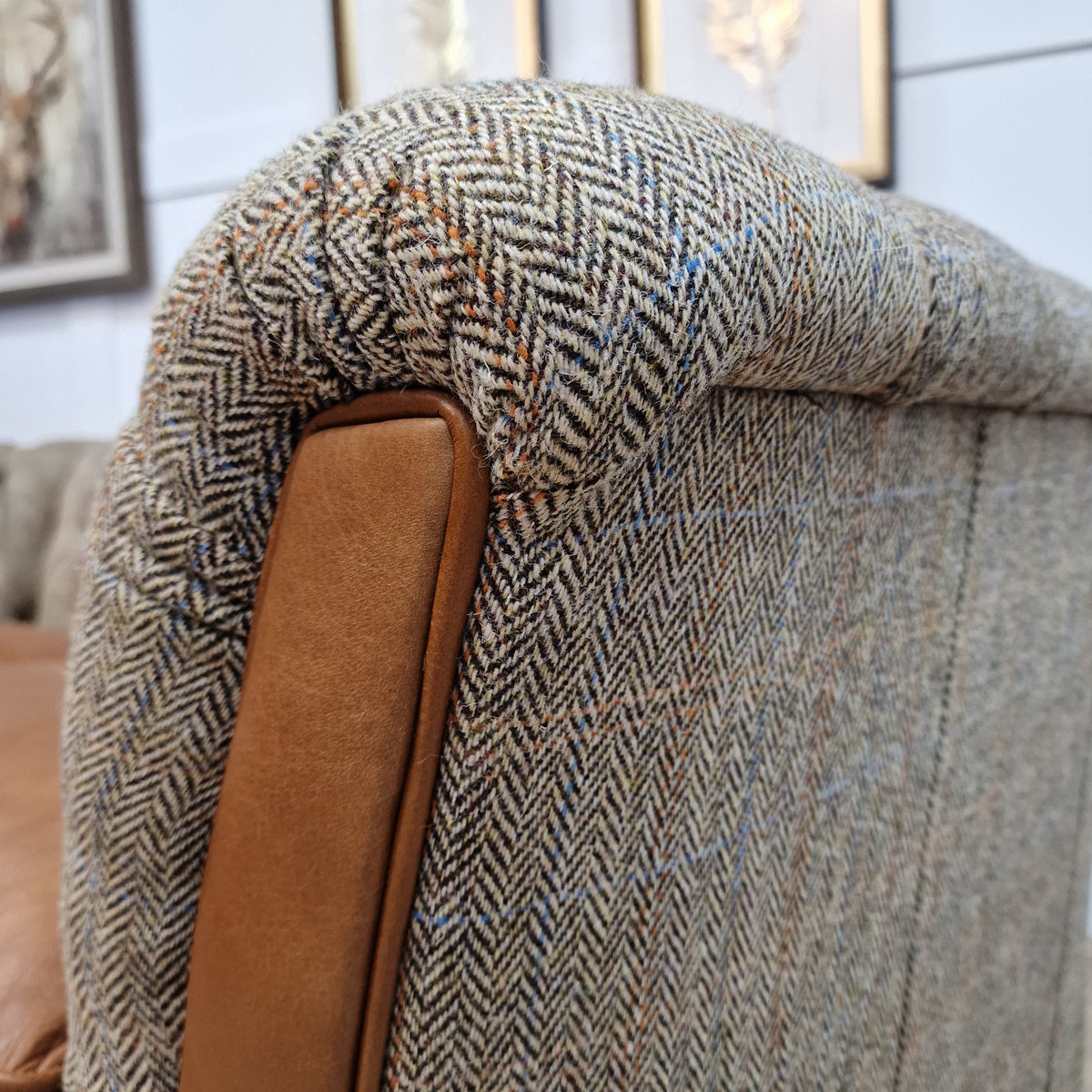 Amos Harris Tweed Chesterfield Sofa - Colour: Beige & Brown | Rydan ...