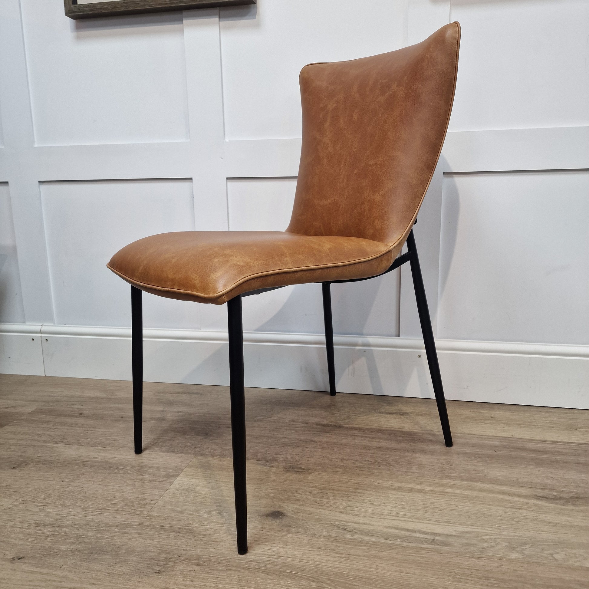 Ella Dining Chair Tan PU leather (Pack of 2) - Rydan Interiors