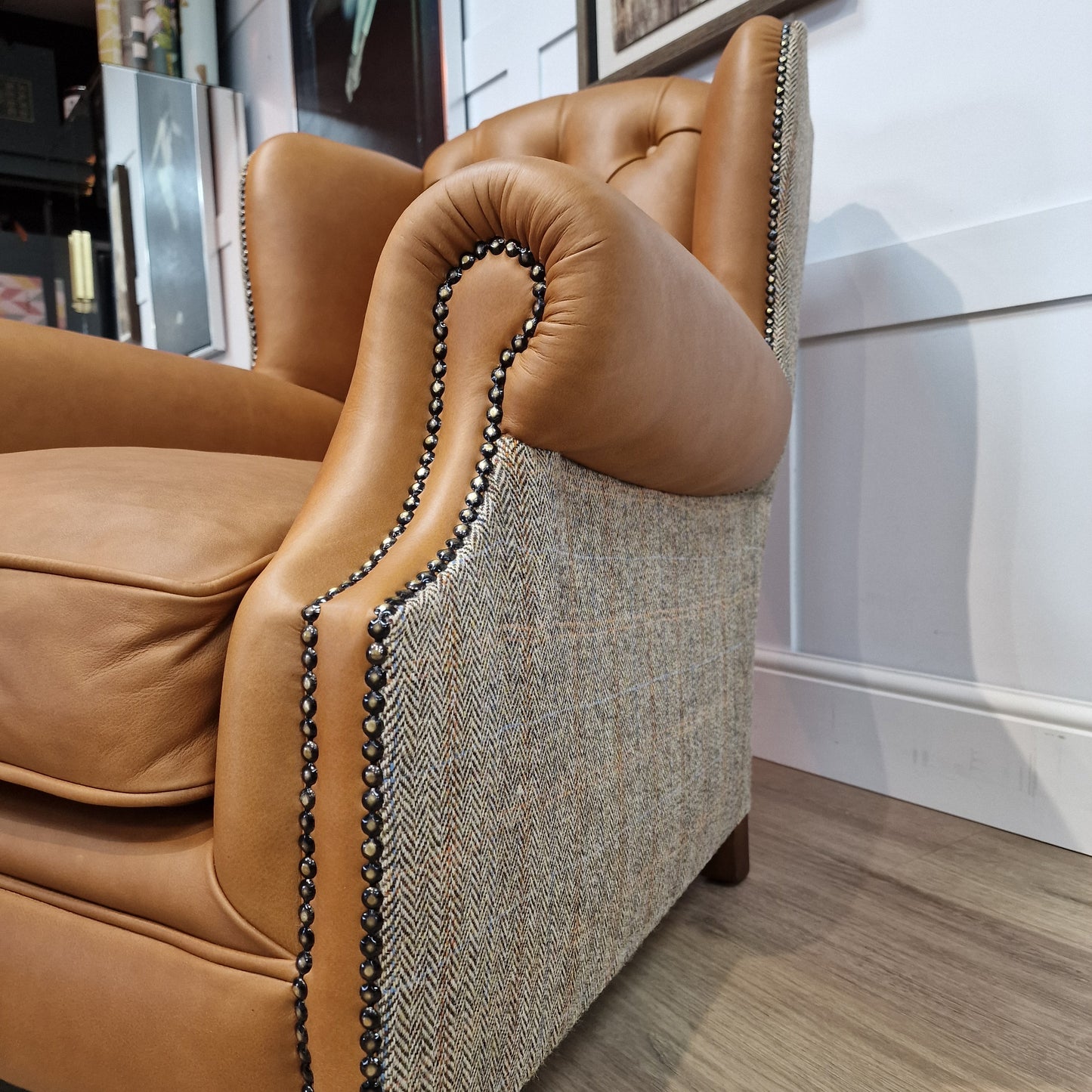 Oskar Harris Tweed And Leather Armchair | Multiple Options - Rydan Interiors