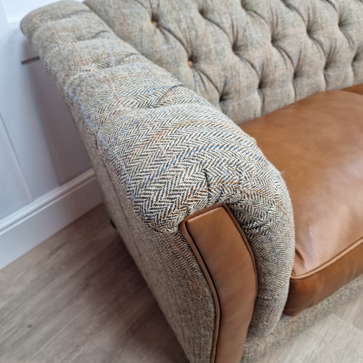 Amos Harris Tweed Chesterfield Sofa - Colour: Beige & Brown | Rydan ...