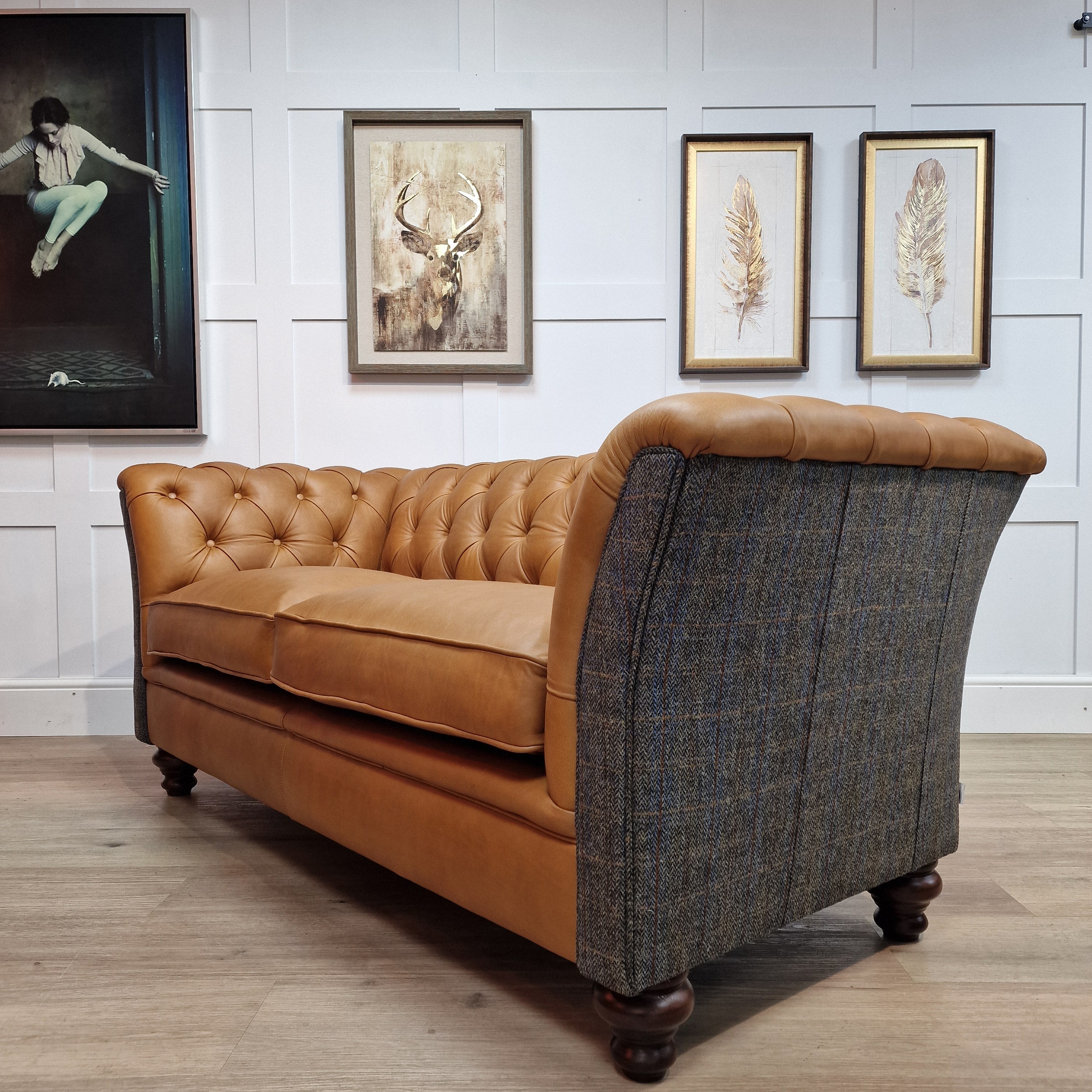 Uist Harris Tweed Sofa Grey Blue Herringbone Rydan Rydan Interiors