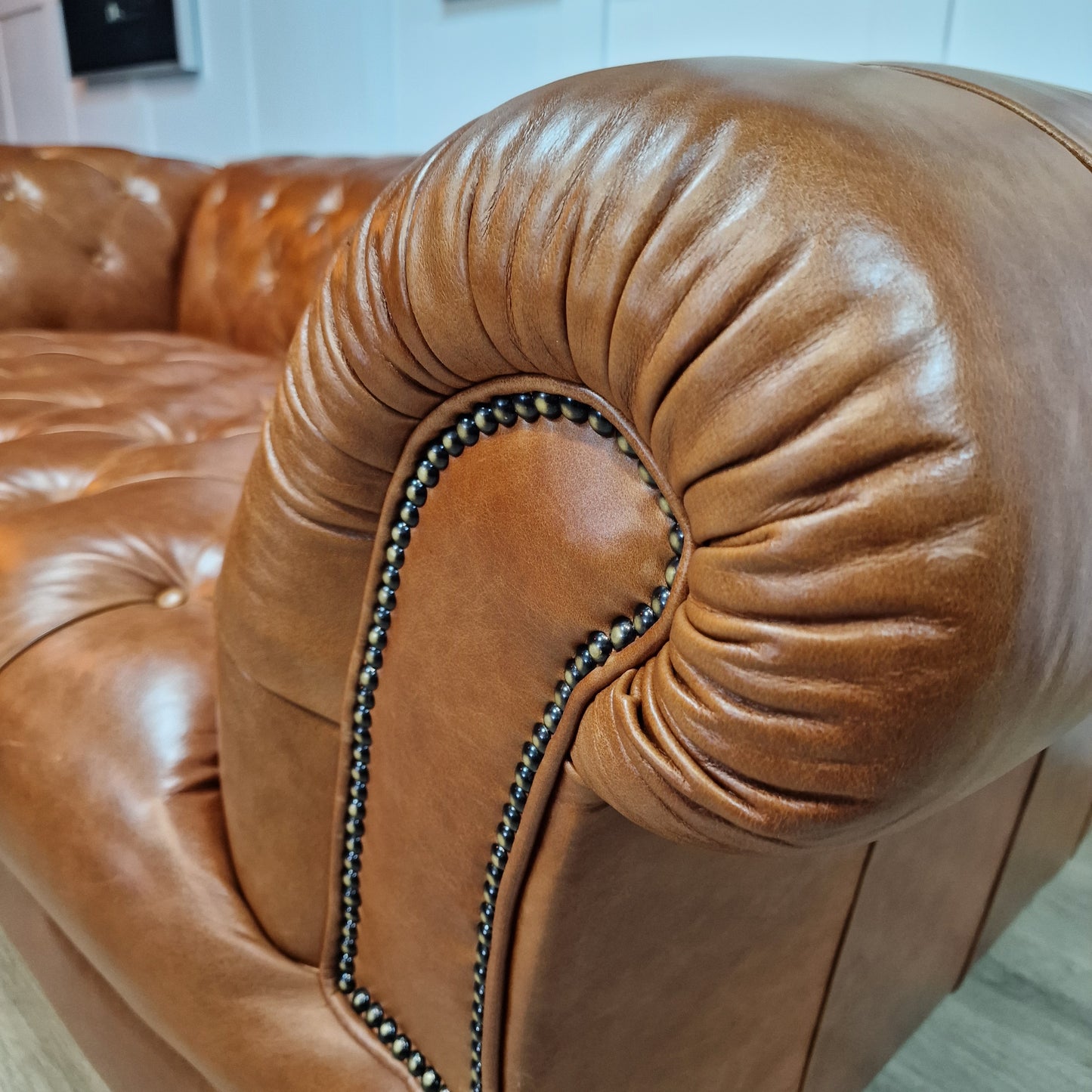 Deep Leather Chesterfield with Sprung Seat | Norfolk