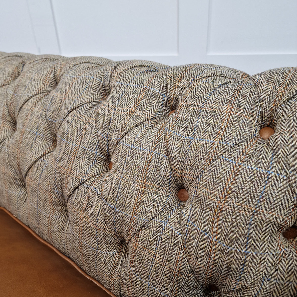 Amos Harris Tweed Chesterfield Sofa - Colour: Beige & Brown | Rydan ...