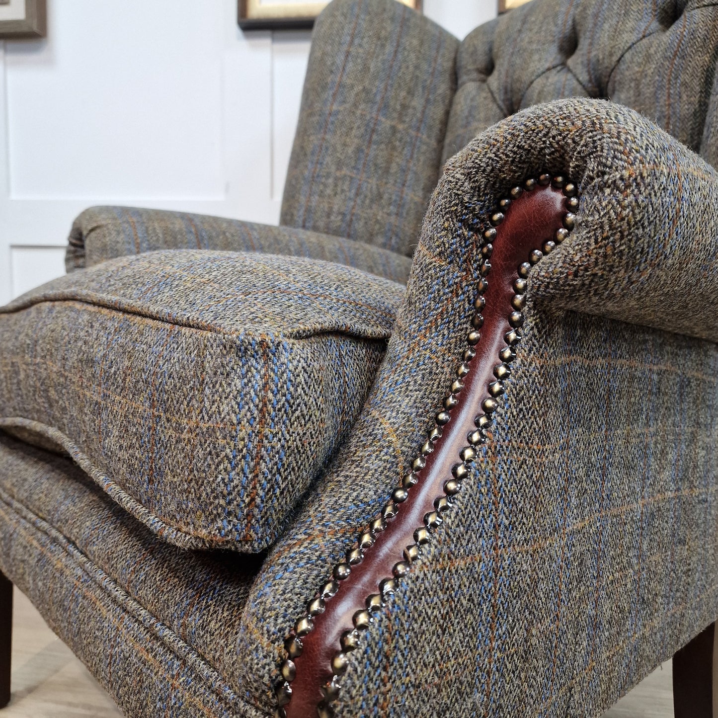 Harris Tweed And Leather Armchair | Fergus