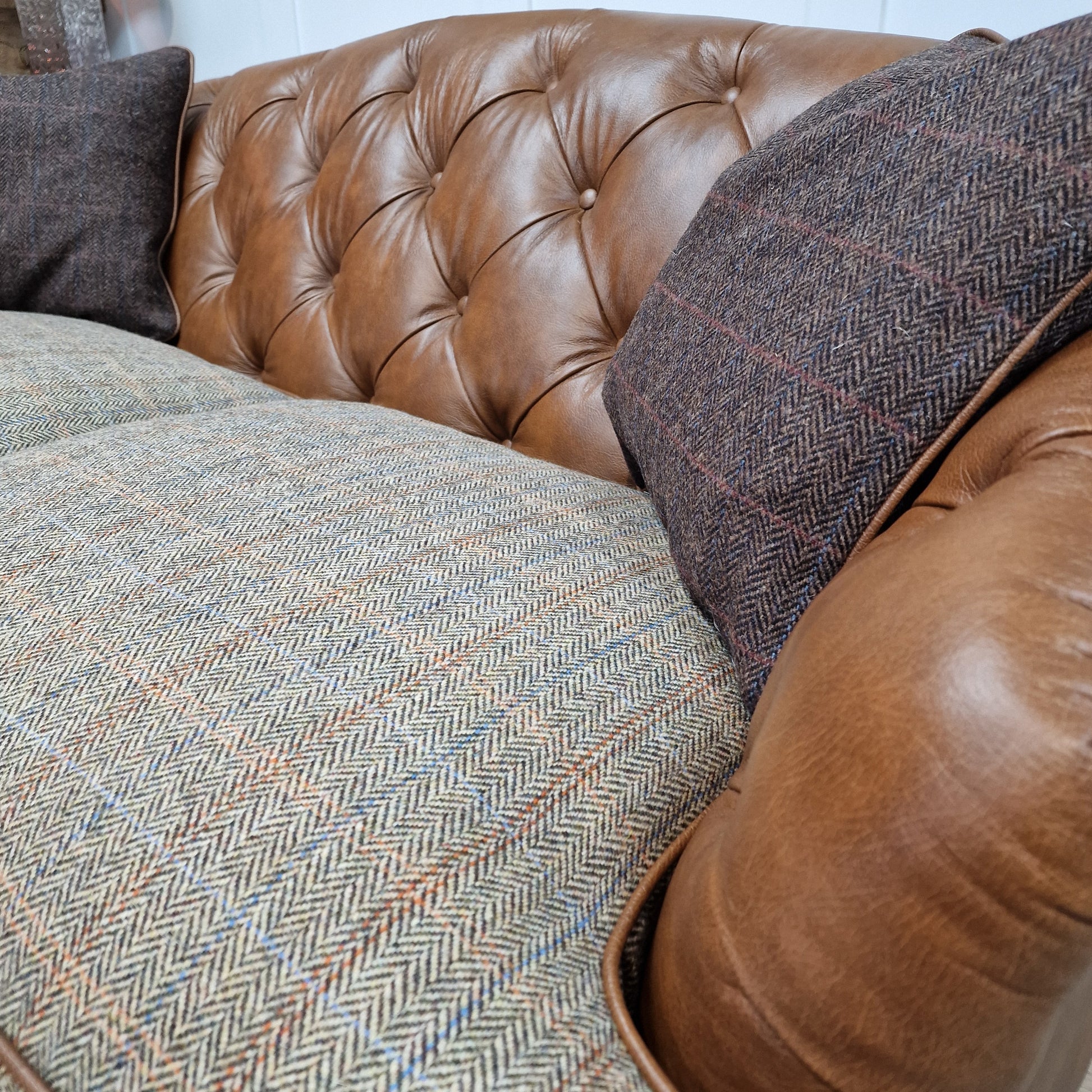 High Back Leather & Harris Tweed | Easdale - Rydan Interiors