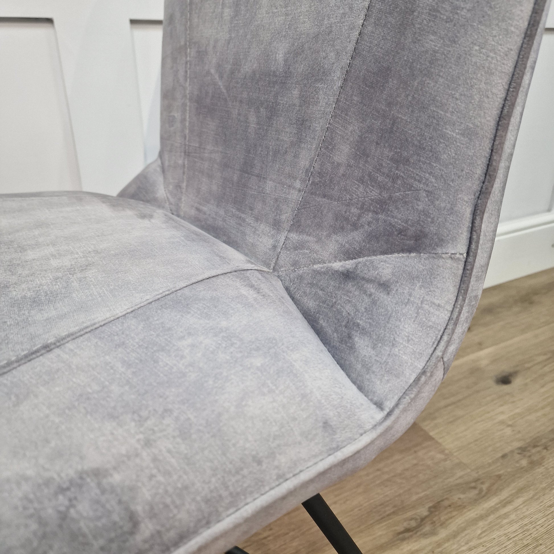 Lola Dining Chair Grey Velvet (Pack of 2) - Rydan Interiors