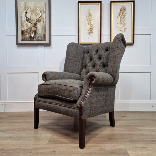 Harris Tweed And Leather Armchair | Fergus