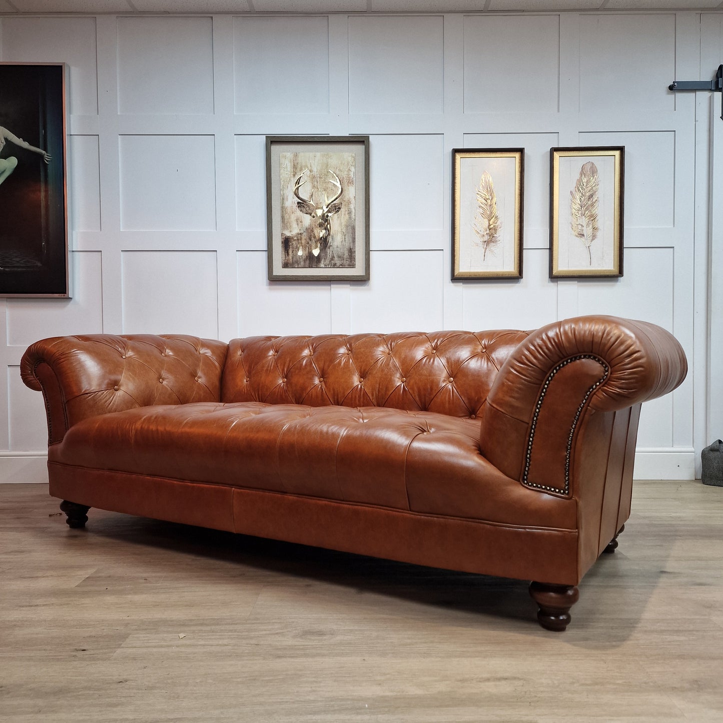 Deep Leather Chesterfield with Sprung Seat | Norfolk