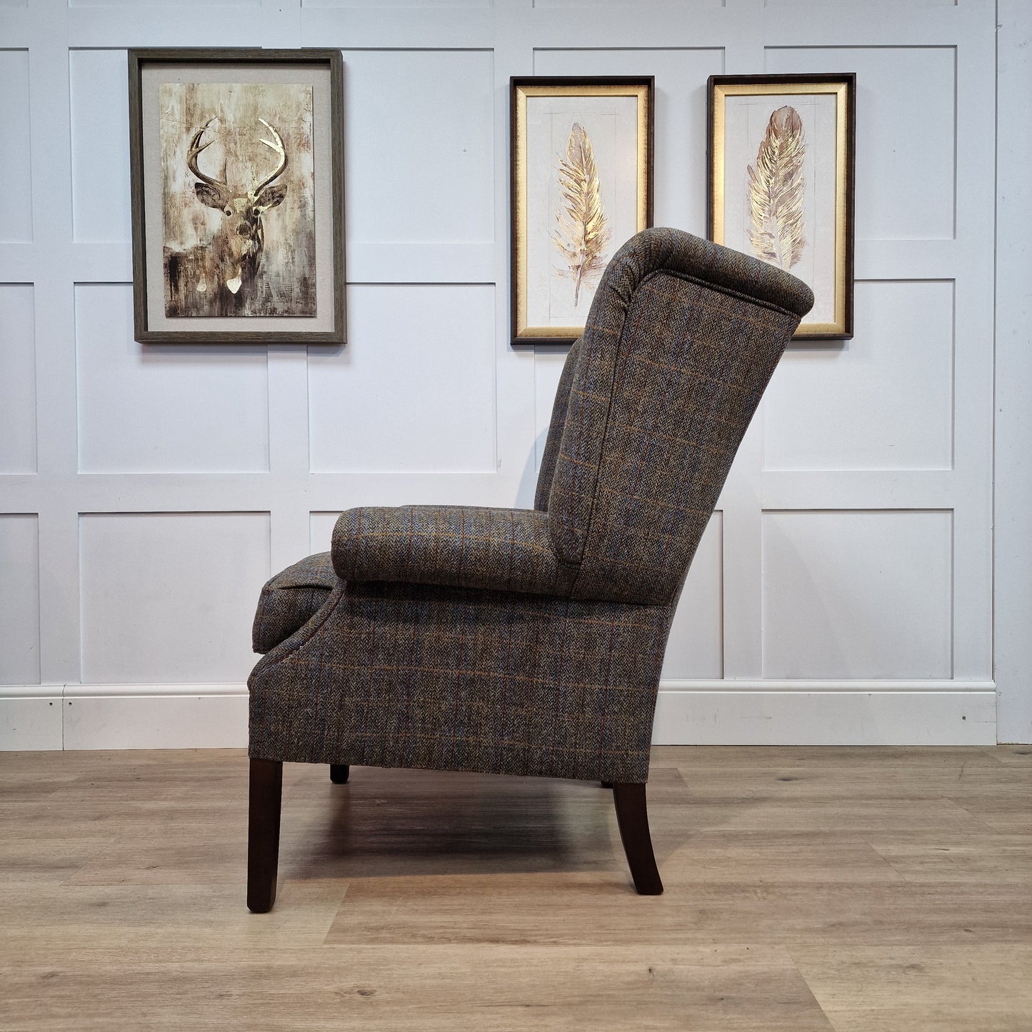 Harris Tweed And Leather Armchair | Fergus