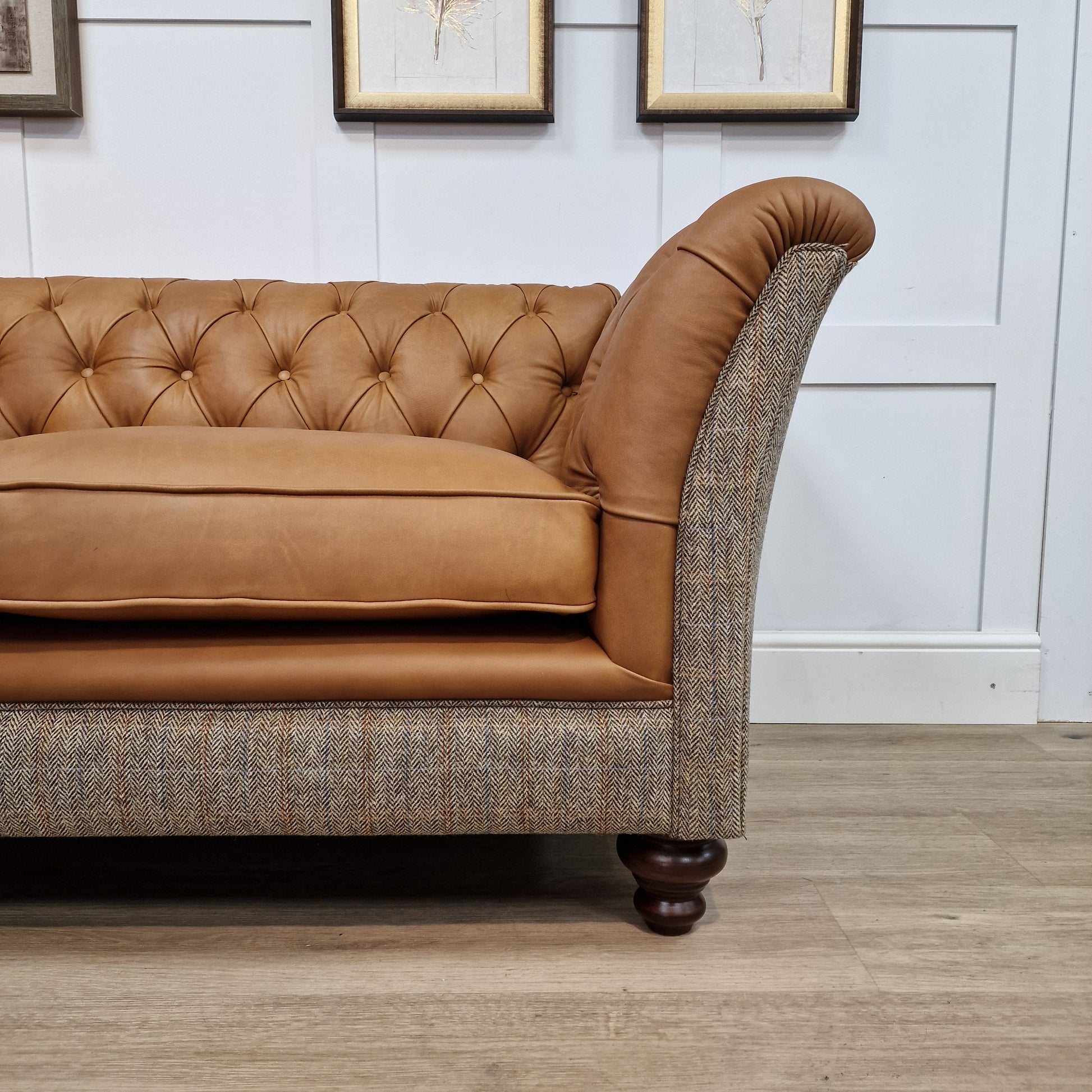 Harris Tweed And Leather Chesterfield | Arran - Rydan Interiors
