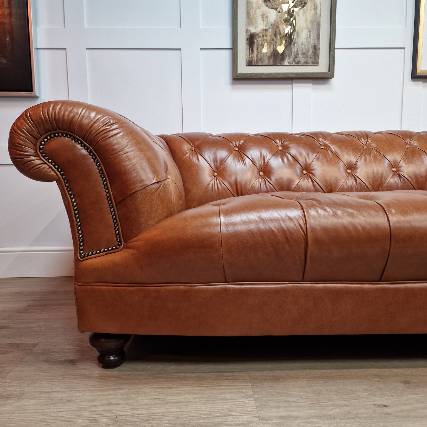 Deep Leather Chesterfield with Sprung Seat | Norfolk