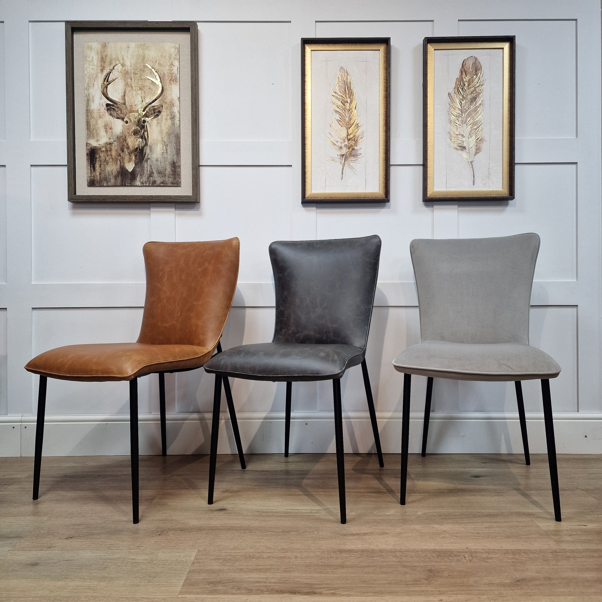 Ella Dining Chair Tan PU leather (Pack of 2) - Rydan Interiors