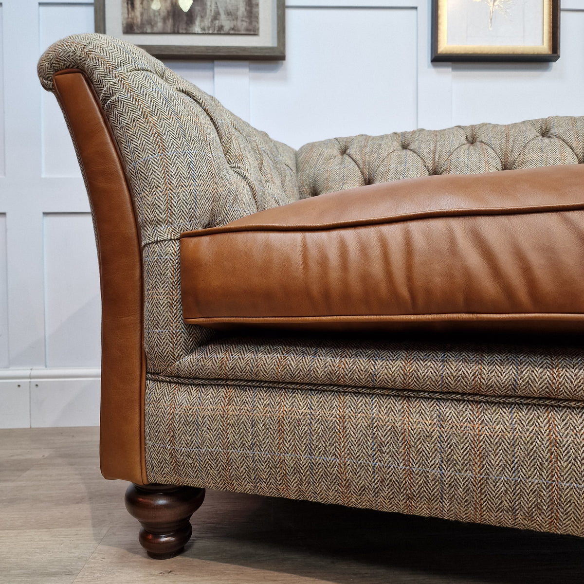 Amos Harris Tweed Chesterfield Sofa - Colour: Beige & Brown | Rydan ...