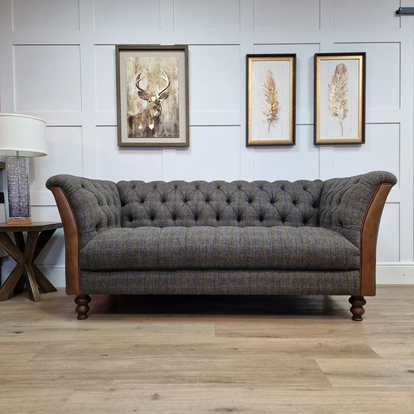 Harris Tweed And Leather Chesterfield | Orkney - Rydan Interiors