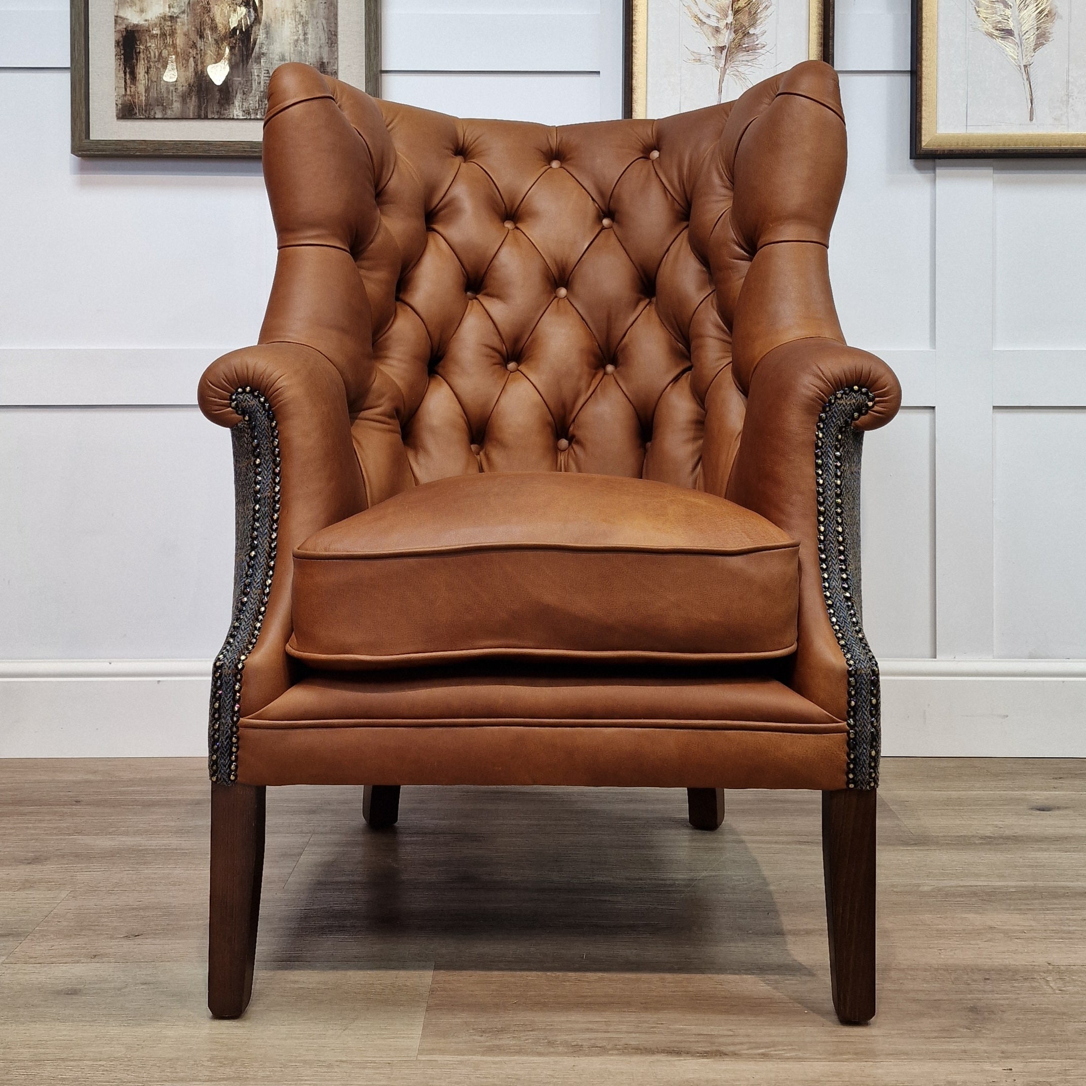 Kenzie Harris Tweed And Leather Armchair | Multiple Options - Rydan Interiors