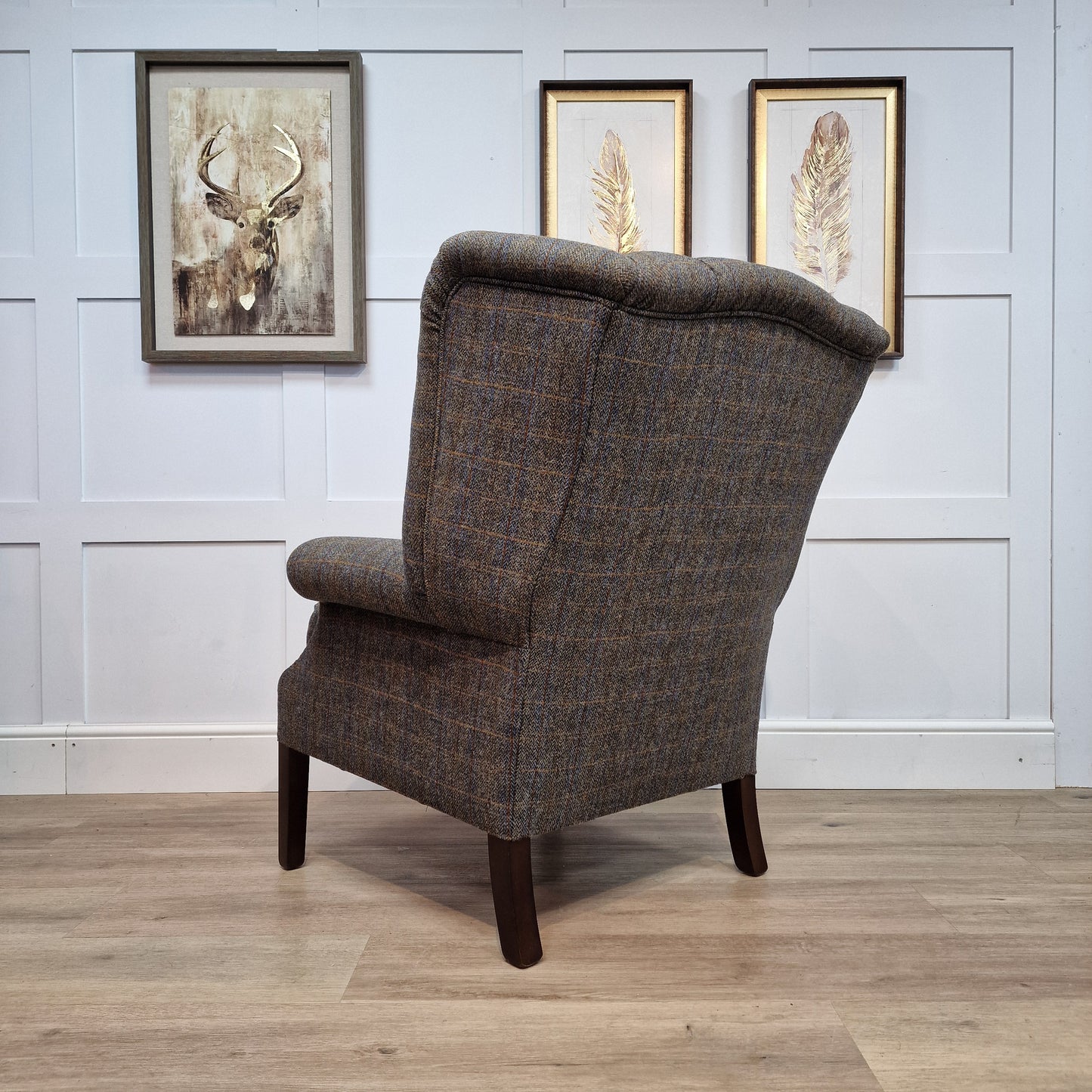 Harris Tweed And Leather Armchair | Fergus