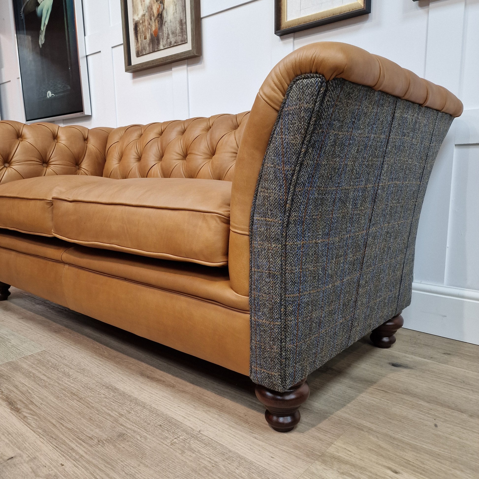 Harris Tweed And Leather Chesterfield | Uist - Rydan Interiors